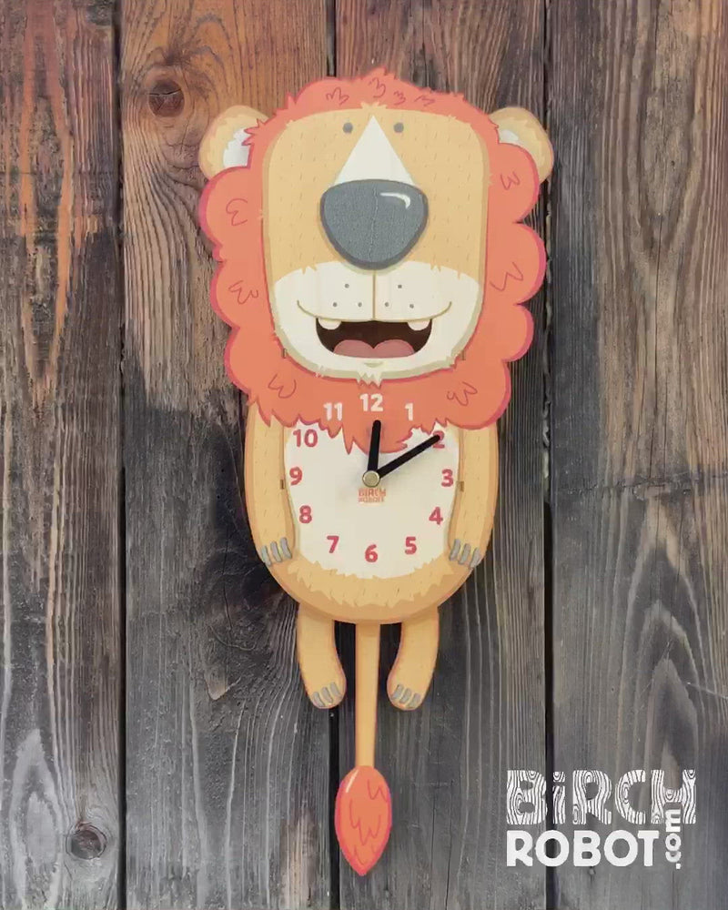 Oliver the Lion Double Pendulum Clock by Birch Robot Decor Birch Robot   