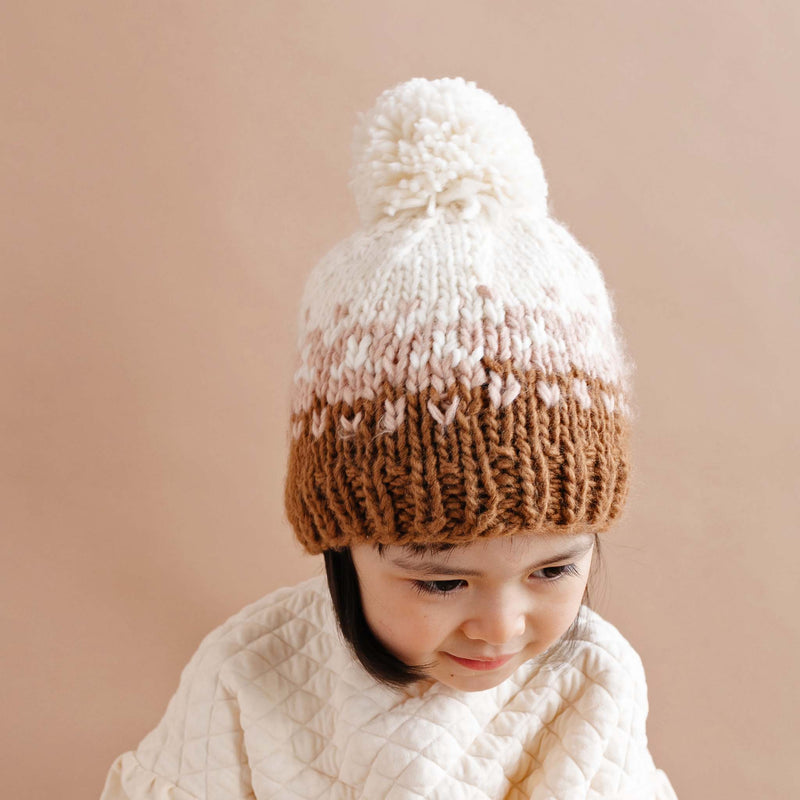 Nell Stripe Hand Knit Hat - Blush by The Blueberry Hill Accessories The Blueberry Hill   