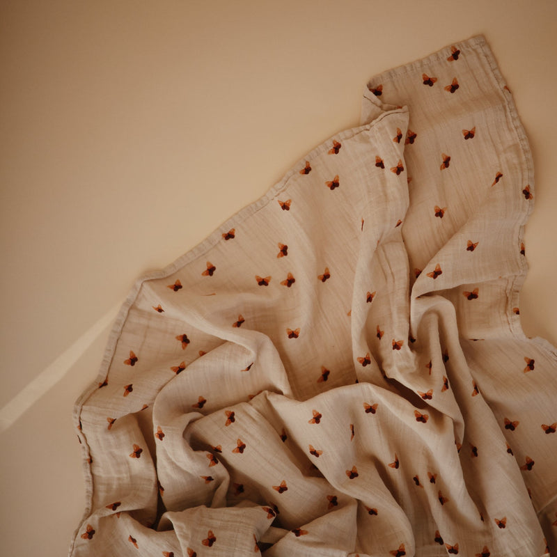 Organic Muslin Swaddle - Butterflies by Mushie & Co