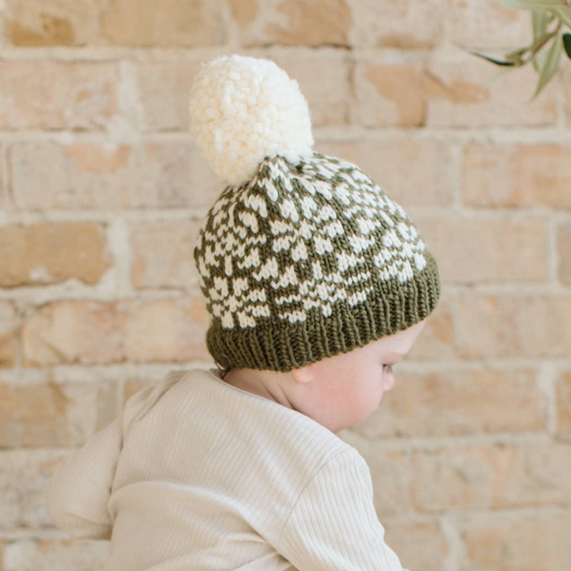 Snowfall Hand Knit Hat - Olive by The Blueberry Hill Accessories The Blueberry Hill   