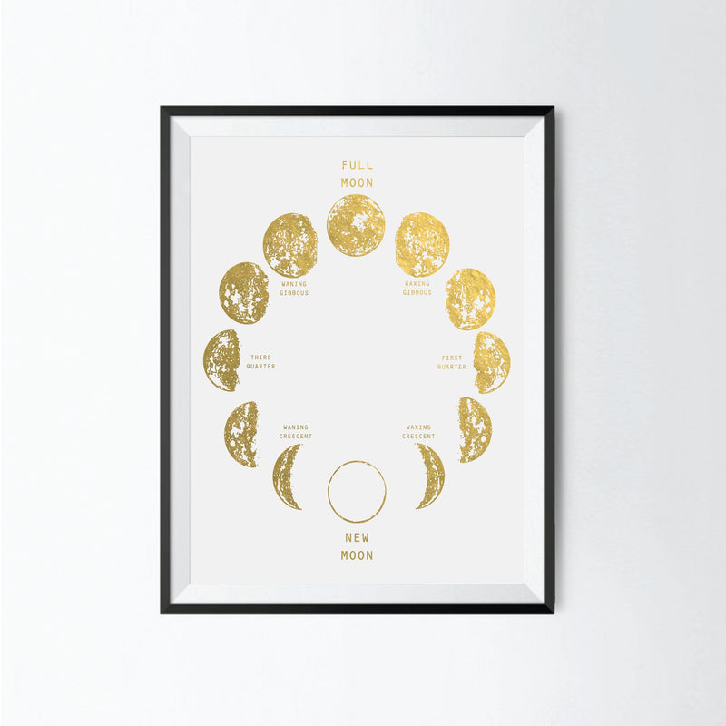 Moon Phase II - Gold Foil Art Print by Uyeno Miyoshi Decor Uyeno Miyoshi   