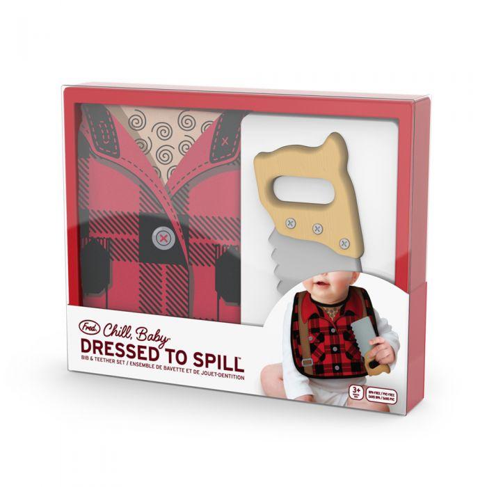 Dressed to Spill Bib + Teether Set - Buffalo Plaid by Fred + Friends Nursing + Feeding Fred + Friends   