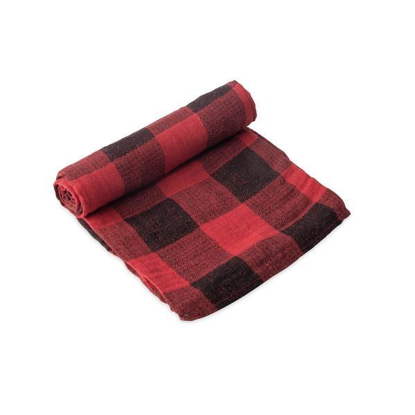 Cotton Muslin Single Swaddle - Red Plaid by Little Unicorn Bedding Little Unicorn   