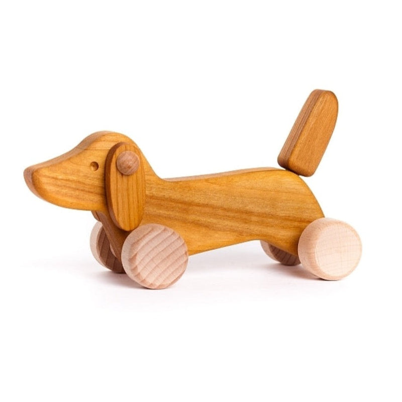 BAJO Dachschund Puppy Pull Toy - Natural by Little Poland Gallery Toys Little Poland Gallery   