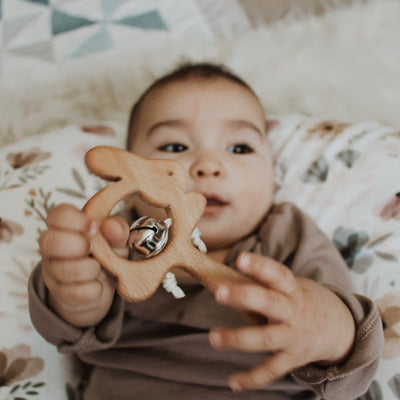 Wooden Bunny Bell Rattle by Chelsea and Marbles Toys Chelsea and Marbles   