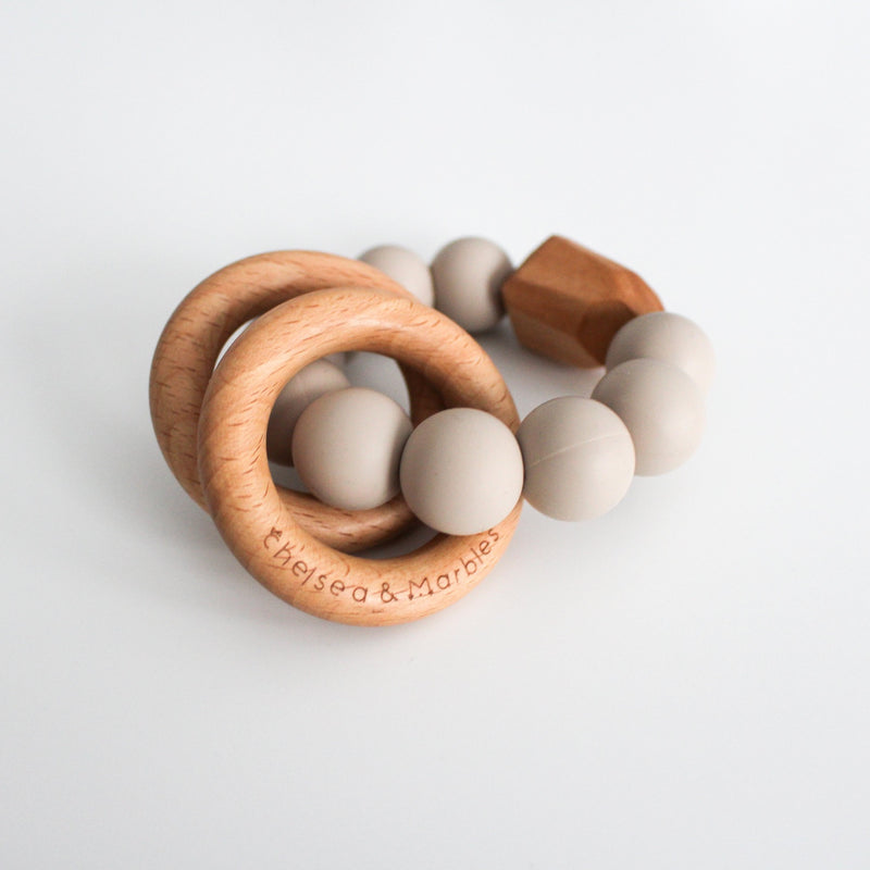 Wood and Silicone Teething Rattle - Desert by Chelsea and Marbles Toys Chelsea and Marbles   