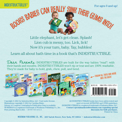 Indestructibles Book - It's Bath Time! Books Workman Publishing   