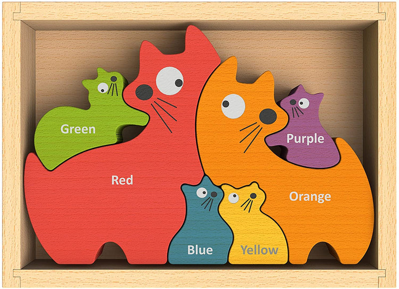 Cat Family Bilingual (English-Spanish) Color Puzzle by Begin Again Toys Begin Again   