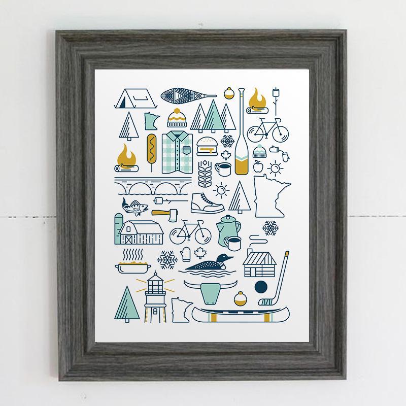 Minnesota Icons Print by Abbey&