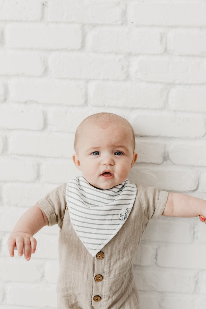 Single Bandana Bib - Ace by Copper Pearl Nursing + Feeding Copper Pearl Grey Stripe  