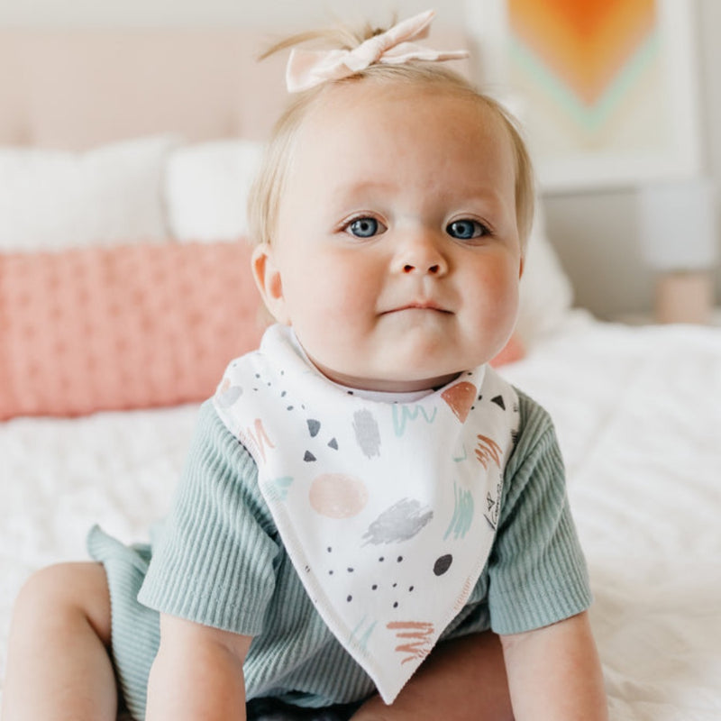 Single Bandana Bib - Zella by Copper Pearl Nursing + Feeding Copper Pearl White Geometric  