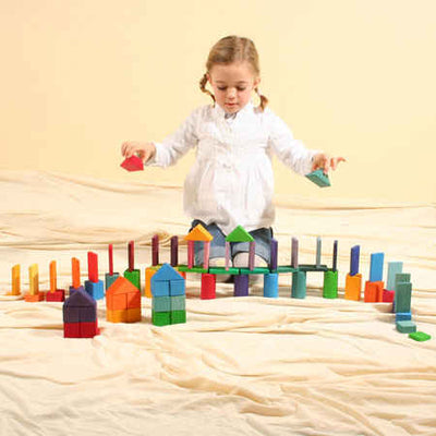 Shapes And Colors Wooden Blocks by Grimm's Toys Grimm's   