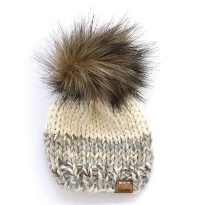 Faux Fur Pom Pom Cottonwood Beanie -Aspen/Snow by Canopy Supply Co. Accessories Canopy Supply Co.   