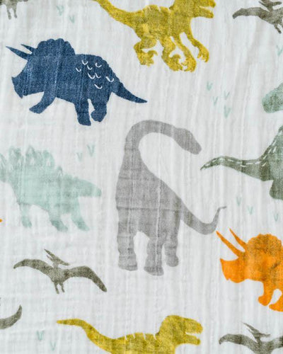 Cotton Muslin Single Swaddle - Dino Friends by Little Unicorn Bedding Little Unicorn   