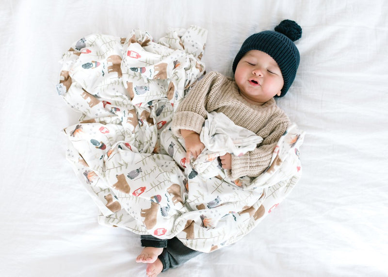 Knit Swaddle Blanket - Lumberjack by Copper Pearl Bedding Copper Pearl   