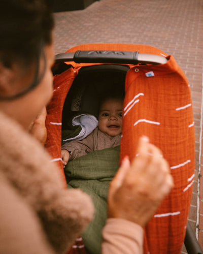 Cotton Muslin Car Seat Canopy - Baked Clay by Little Unicorn Gear Little Unicorn   