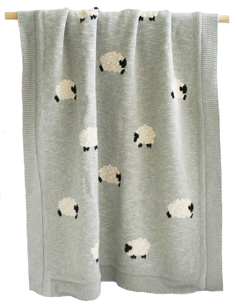 Baa Baa Baby Blanket - Grey by Alimrose Bedding Alimrose   