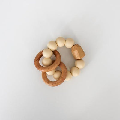 Wood and Silicone Teething Rattle - Sedona Wheat by Chelsea and Marbles Toys Chelsea and Marbles   