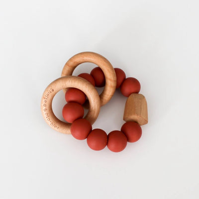 Wood and Silicone Teething Rattle - Sedona Clay by Chelsea and Marbles Toys Chelsea and Marbles   