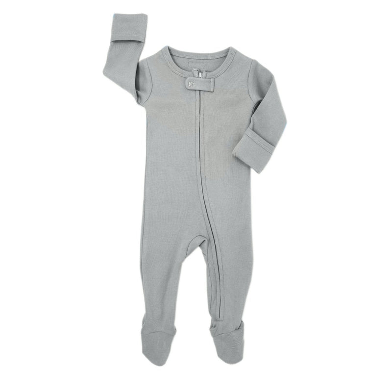 Organic Zipper Footie - Light Grey by Loved Baby Apparel Loved Baby   