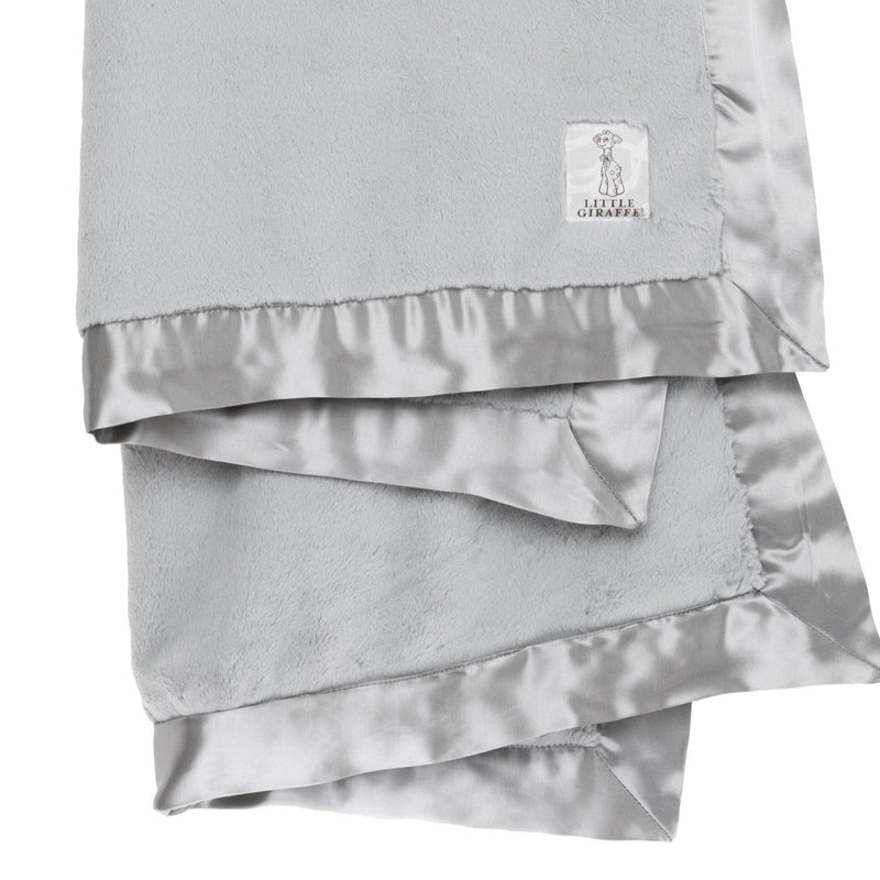 Luxe Solid Baby Blanket - Silver by Little Giraffe Bedding Little Giraffe   