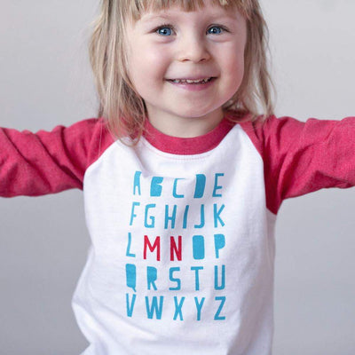 Cotton Raglan Tee - Minnesota Alphabet by Sweetpea + Co Apparel Sweetpea + Co   