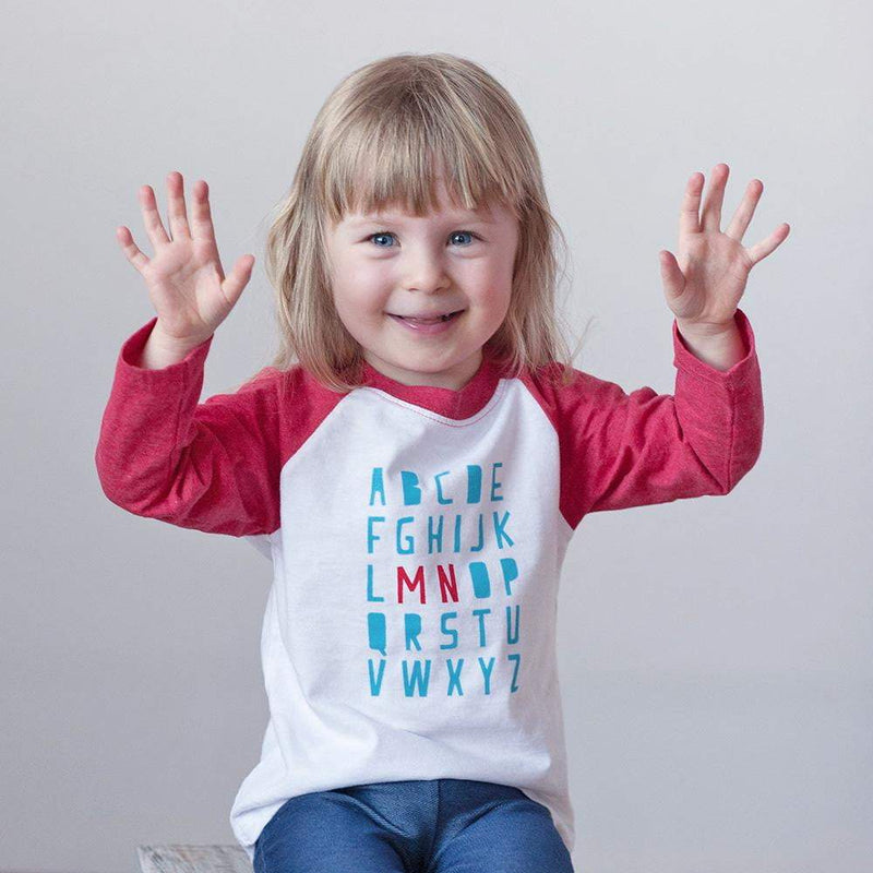 Cotton Raglan Tee - Minnesota Alphabet by Sweetpea + Co Apparel Sweetpea + Co   