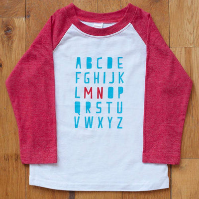 Cotton Raglan Tee - Minnesota Alphabet by Sweetpea + Co Apparel Sweetpea + Co   