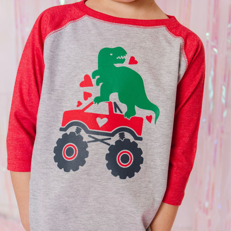 Dino Heart Crusher Tee - Grey/Red by Sweet Wink Apparel Sweet Wink   