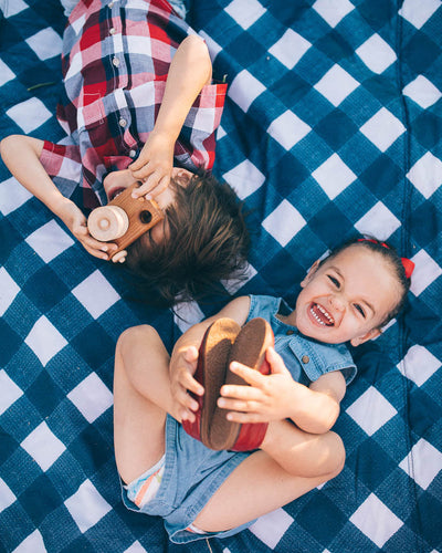 Outdoor Blanket 5'x10' - Navy Plaid by Little Unicorn