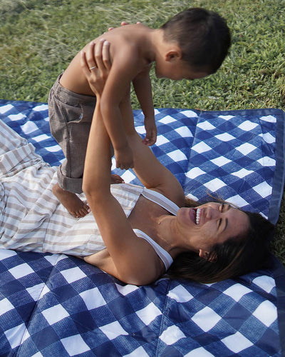 Outdoor Blanket 5'x5' - Navy Plaid by Little Unicorn