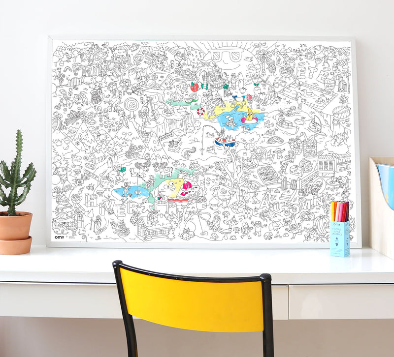 4 Seasons Giant Coloring Poster With Tomato Seeds Pencil by OMY Toys OMY   