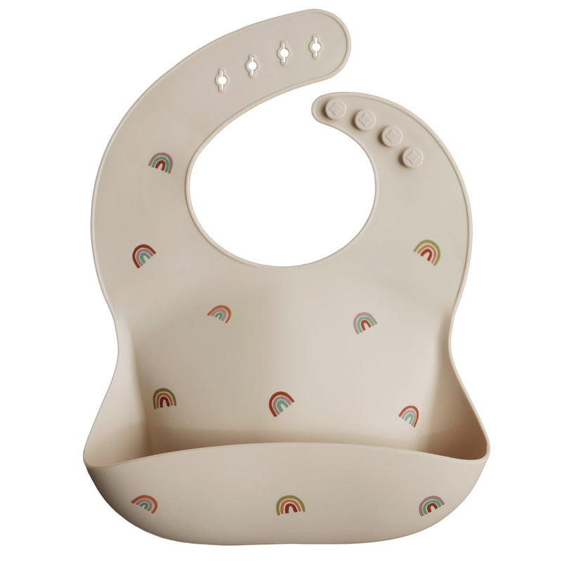 Silicone Baby Bib - Rainbows by Mushie & Co Nursing + Feeding Mushie & Co   