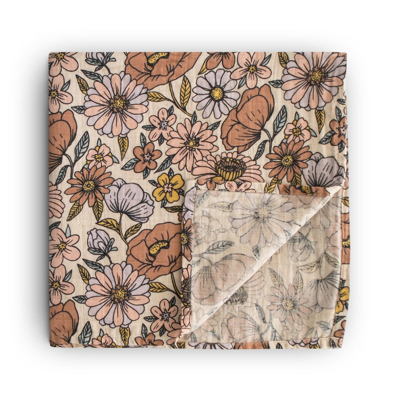 Organic Muslin Swaddle - Retro Flowers by Mushie & Co