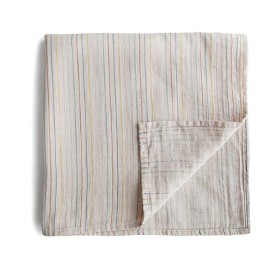 Organic Muslin Swaddle - Retro Stripes by Mushie Bedding Mushie & Co   