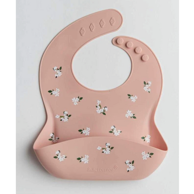 Silicone Bib - White Flower by Loulou Lollipop Nursing + Feeding Loulou Lollipop   