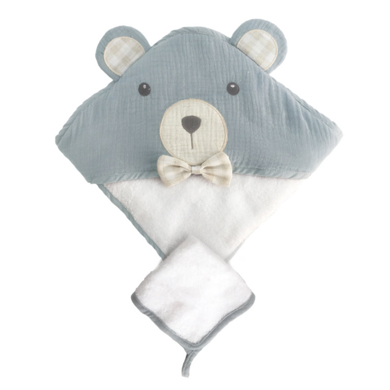 Petit Bear Terry Muslin Baby Towel and Washcloth Set by Mon Ami Bath + Potty Mon Ami   