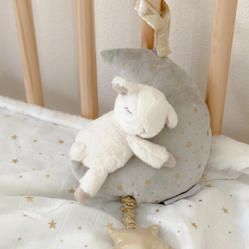 Plush Lamb and Moon Musical Mobile by Mon Ami Decor Mon Ami   