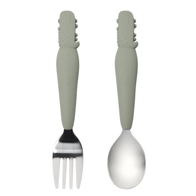 Kids' Spoon & Fork Set - Alligator by Loulou Lollipop Nursing + Feeding Loulou Lollipop   