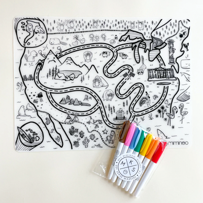 Silicone Reusable Coloring Tablemat by Miminoo Toys Miminoo USA Map  