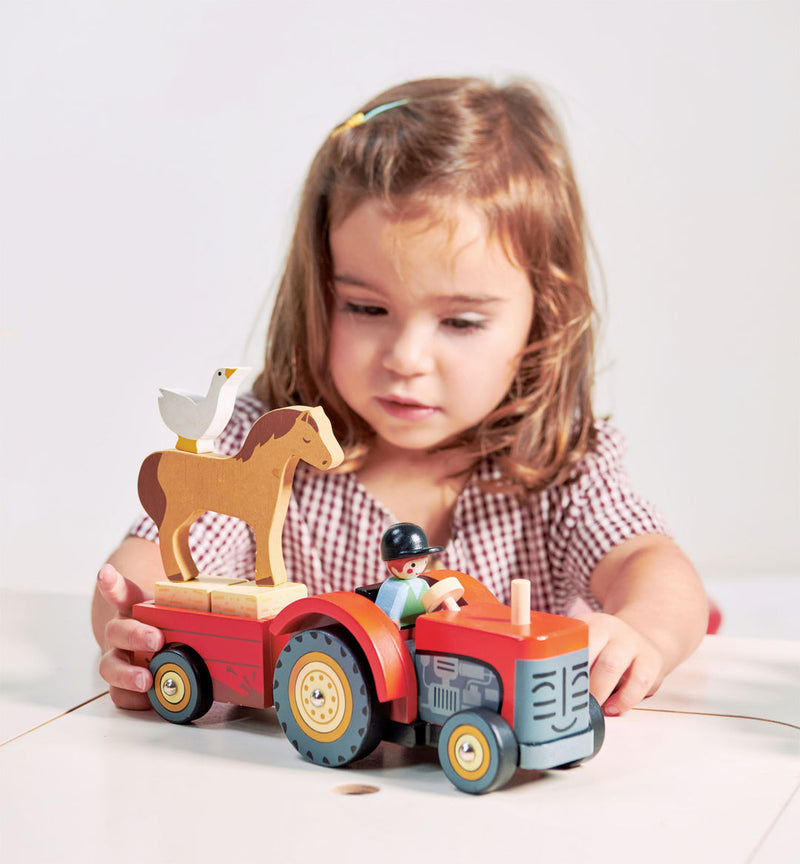 Farmyard Tractor Wooden Toy by Tender Leaf Toys Toys Tender Leaf Toys   