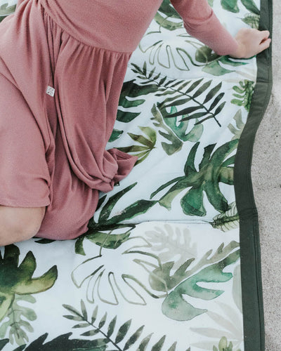 Outdoor Blanket 5'x5' - Tropical Leaf by Little Unicorn