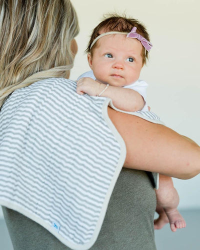 Cotton Muslin Burp Cloth - Grey Stripe by Little Unicorn Nursing + Feeding Little Unicorn   