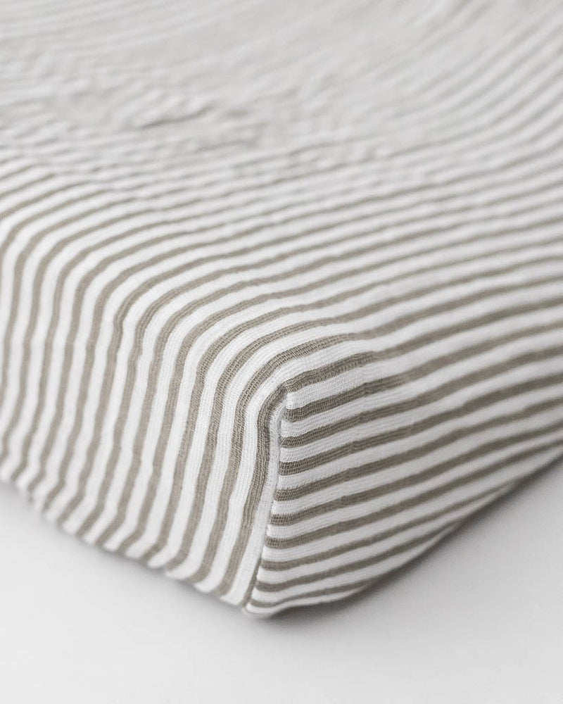 Cotton Muslin Changing Pad Cover - Grey Stripe by Little Unicorn Bath + Potty Little Unicorn   