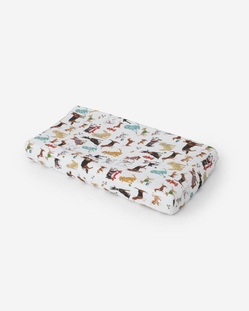 Cotton Muslin Changing Pad Cover - Woof by Little Unicorn Bath + Potty Little Unicorn   