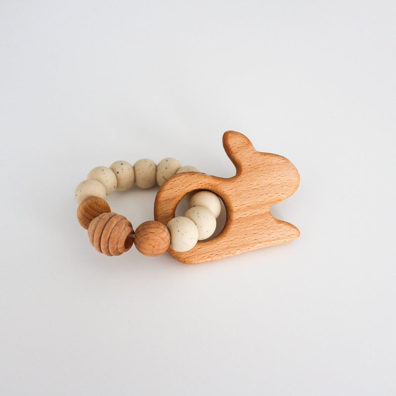 Wood and Silicone Teething Ring - Bunny by Chelsea and Marbles Toys Chelsea and Marbles   