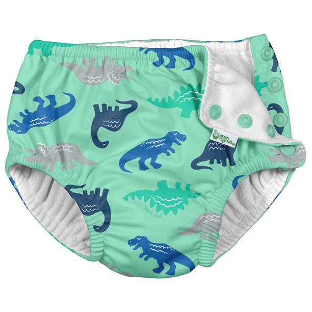 Snap Reusable Absorbent Swim Diaper - Seafoam Dino by iPlay