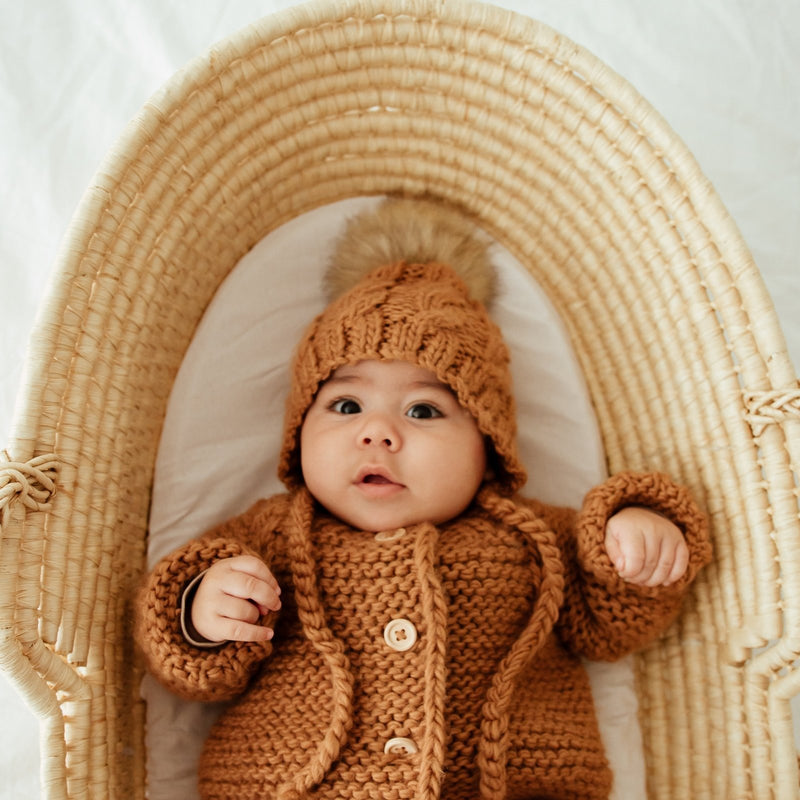 Cable Bonnet - Pecan by Huggalugs Accessories Huggalugs   