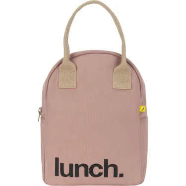 Zipper Lunch Bag - 'Lunch' in Mauve/Pink by Fluf