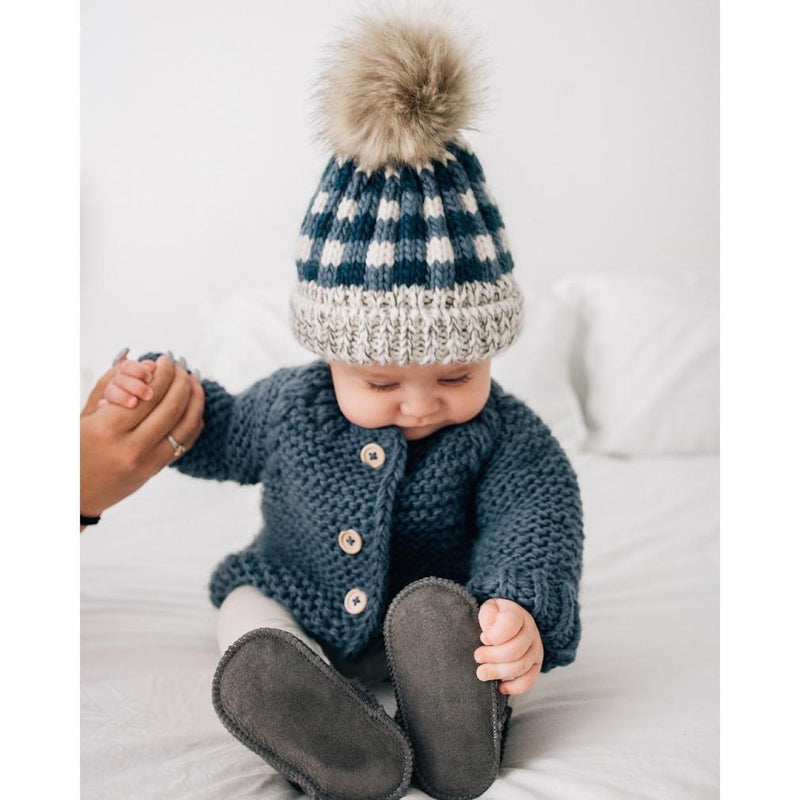 Buffalo Check Knit Hat - Atlantic by Huggalugs Accessories Huggalugs   